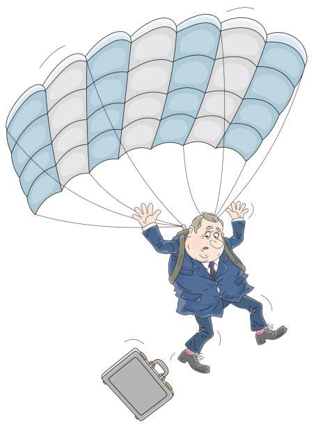 Businessman Flying A Parachute Illustrations Royalty Free Vector