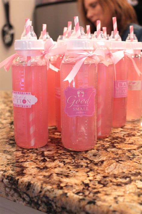 Pink Lemonade Baby Shower Bottle Drinks Comidas Para Chá De Bebê Chá