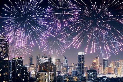 Fireworks In City Backdrop Fireworks On Night City Backdrop With