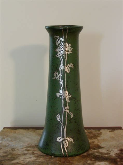 Heintz Art Metal Vase Sterling Silver Climbing Rose And Floral Appliqué