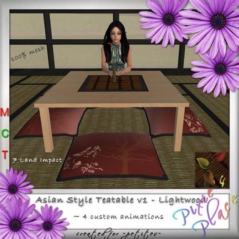 Second Life Marketplace ~pp~ Asian Style Teatable V1 Lightwood Mesh