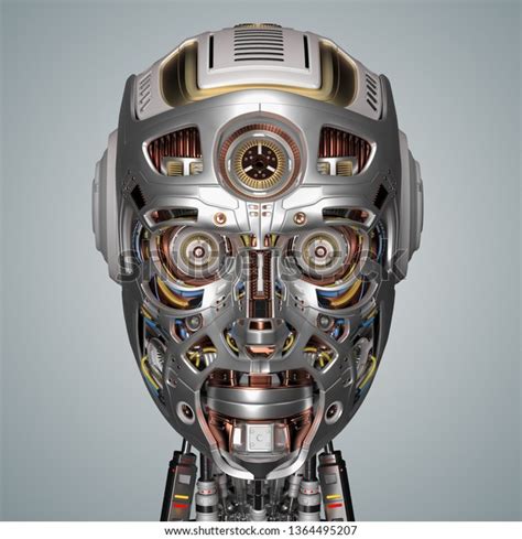 Extremely Detailed Robot Face Cyborg Head Stock Illustration 1364495207