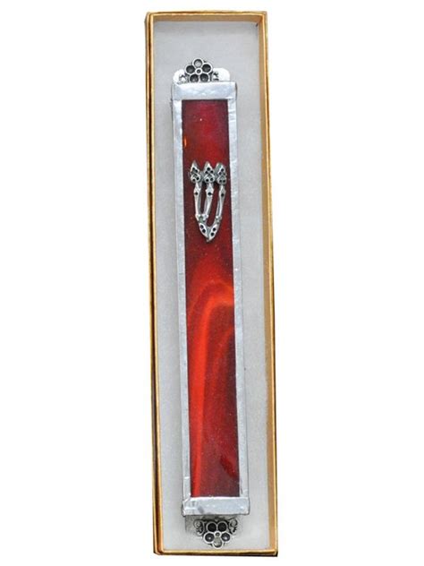 Red Stained Glass Mezuzah Case Handmade Mezuzah Case From Etsy