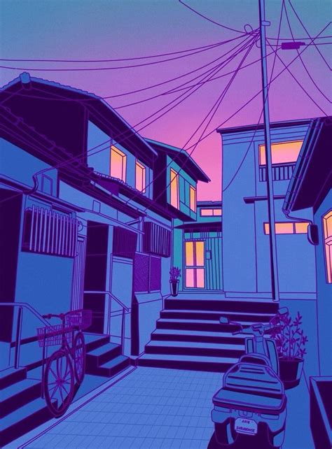 Ilikes Anime City Aesthetic Pastel Wallpaper