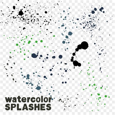 Watercolor Splatter Splash Drips Collection Stock Illustrations 80