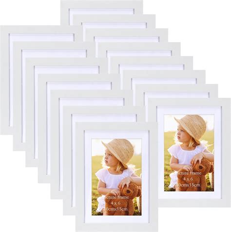 Lyeasw White 5x7 Picture Frame Set Of 15 Display Pictures 4x6 With Mat