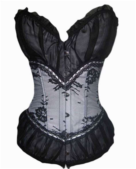 White Black Lace Overlay Corset Corsets And Bustiers Bustier Corset