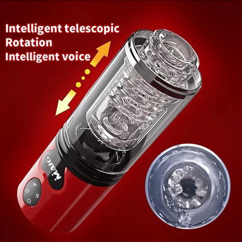 Sacknove Hands Free Male Telescopic Rotation Real Vagina Voice Thrusting Cup Mgic Adult Sex Toys