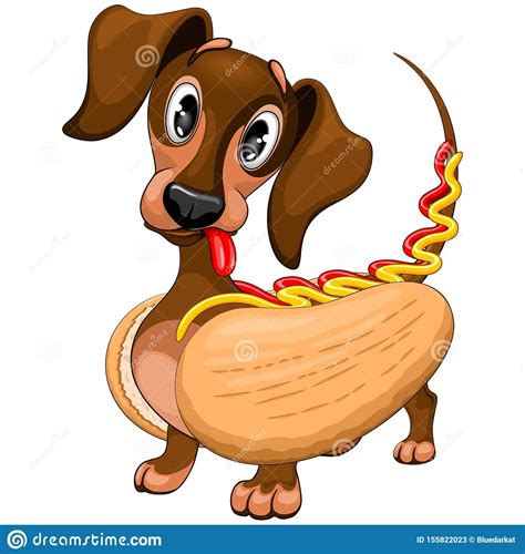 Dachshund Hot Dog Cute And Funny Cartoon Character Vector