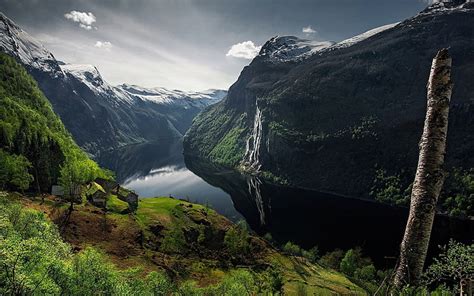 Hd Wallpaper River Surrounded By Mountains At Daytime Norway