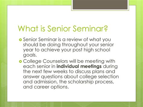What Is Senior Seminar Greatsenioryears