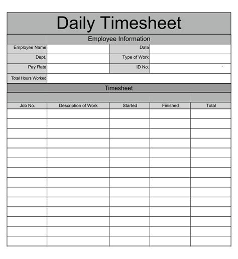Use simple daily printables to stay productive and keep up the momentum during a day. 8 Best Printable Monthly Time Sheets - printablee.com