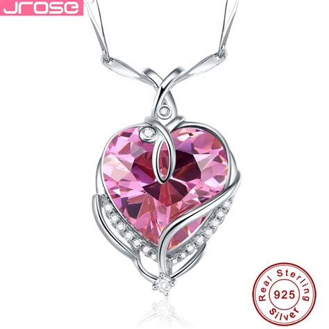 Jrose Engagement Romantic Pink Cz Pendant Heart Real Pure 925 Sterling Silver Brand New For
