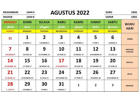 Kalender Agustus Lengkap Dengan Tanggal Merah Cuti Bersama Jawa Hot