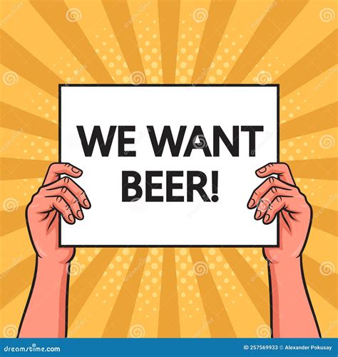 we want beer poster in hands pinup pop art vector stock vector illustration of style sign