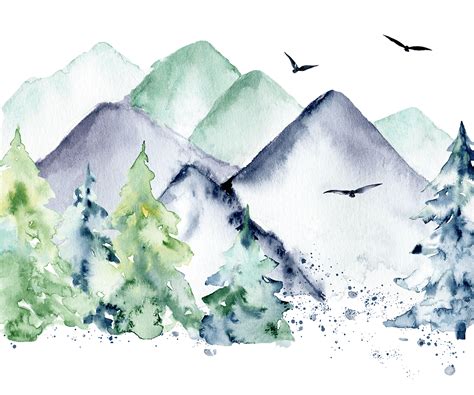 Forest And Mountains Watercolor Painting On Behance