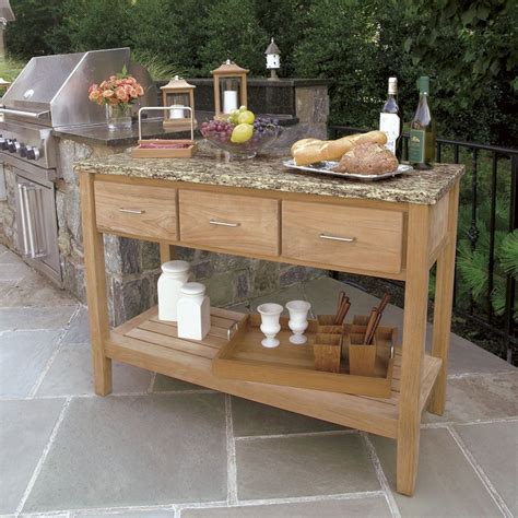 Momentous Outdoor Patio Buffets With White Marble Tops And Barbecue