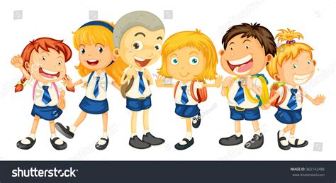 Boys And Girls In School Uniform Illustration 362142488 Shutterstock