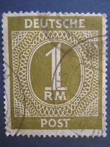 Ab februar stempelt die deutsche post ausschließlich in blau. Briefmarke: Deutsche Post, 1 RM, Gemeinschaftliche ...
