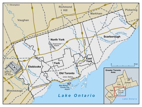 Large Administrative Subdivisions Map Of Toronto Maps