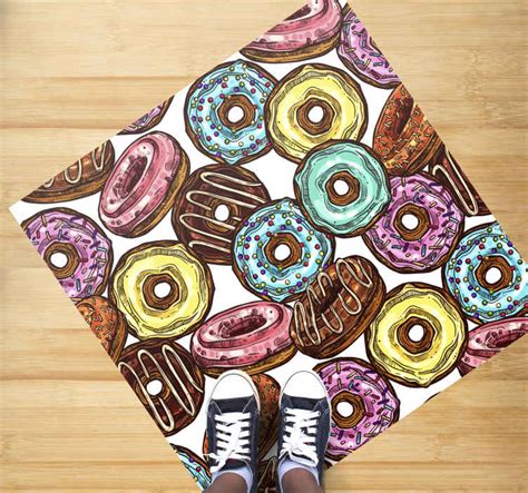 Donuts Background Square Rug Tenstickers
