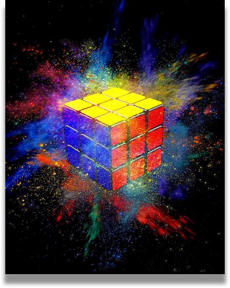 Buy Rubiks Cube Color Burst Wall Art Decor Print With A Black