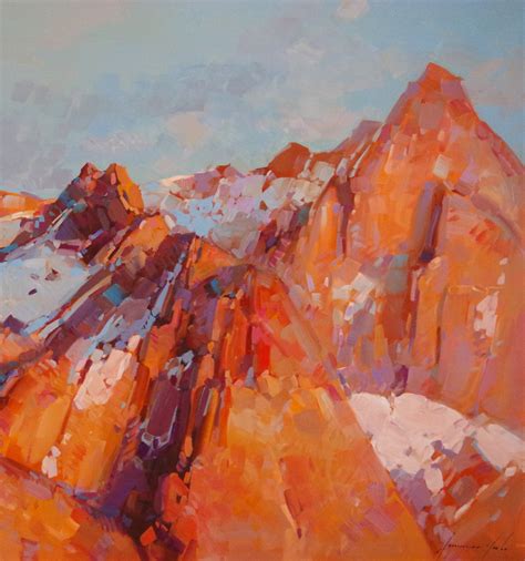 Glacier Mountain Landscape Oil Painting Large Size Handmade Art One
