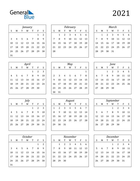 2021 Calendar Pdf Word Excel