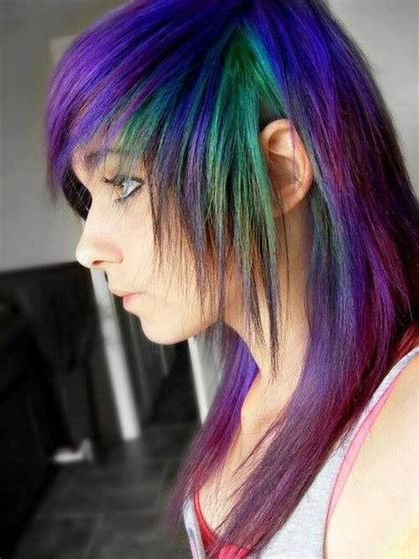 Emo Girl Blue Purple And Green Hair Emos ♥ Pinterest
