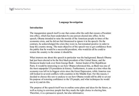 Language Investigation Barack Obama Inaugural Address A