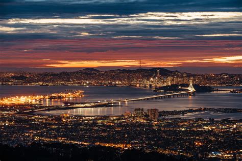 Wallpaper City Coast Aerial View Night Cityscape San Francisco