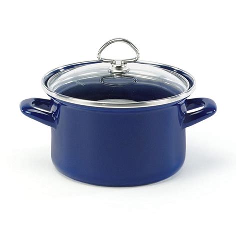 Chantal Cobalt Blue Enamel On Steel 2 Qt Soup Pot W Glass Lid Free