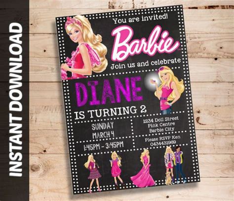 barbie invitation editable invite barbie invitation barbie birthday invitations barbie birthday