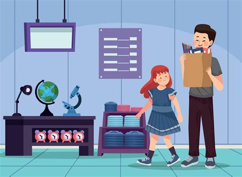 Father And Daughter Buying Supplies 11234588 Vector Art At Vecteezy