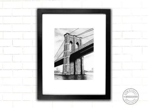 Brooklyn Bridge Pencil Drawing Print Etsy