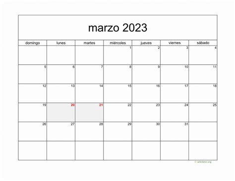 Calendario Marzo 2023 De México