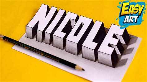 Drawing 3d Letters How To Draw Names In 3d Nicole Cómo Dibujar