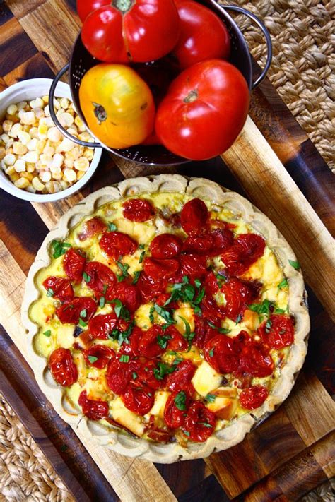 Roasted Tomato And Corn Pie With Smoked Gouda And Caramelized Onions