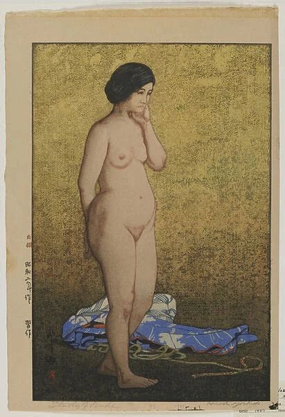 Study Of Nude Showa Era 1927 Colour Woodblock Print Photos Framed