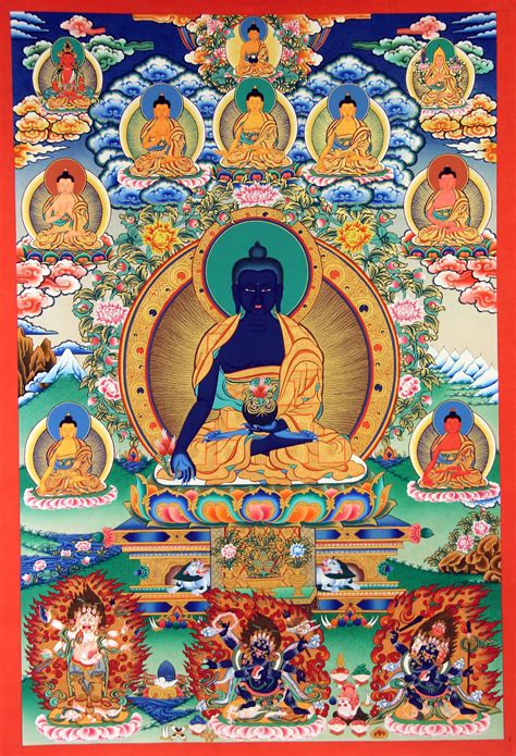 Tibetan Medicine Buddha Thangka Phật Giáo Tây Tạng Tôn Giáo Mật Tông