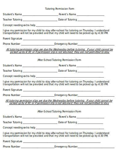 Free 10 Tutoring Permission Form Samples In Pdf Ms Word