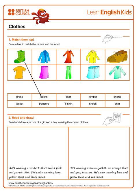 Worksheets Clothes