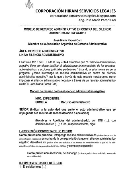 Modelo De Recurso De Reconsideracion Administrativo Argentina