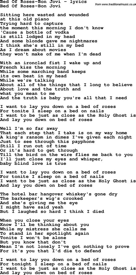 bon jovi bed of roses lyrics