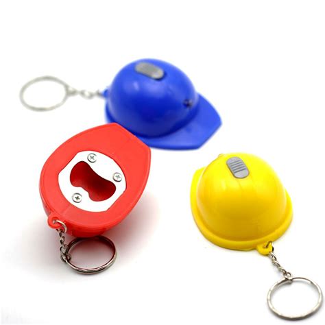 Creative Led Light Keychain Bottle Opener Keychain With Helmet Shape