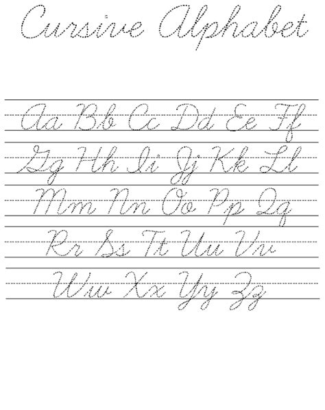 Cursive Alphabet Practice Sheet Snapshot Image Of The First Page Of