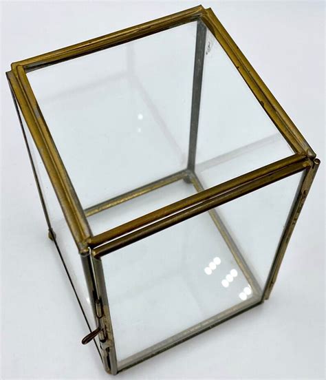 Vintage Tall Hinged Brass And Glass Box Glass Paneled Etsy