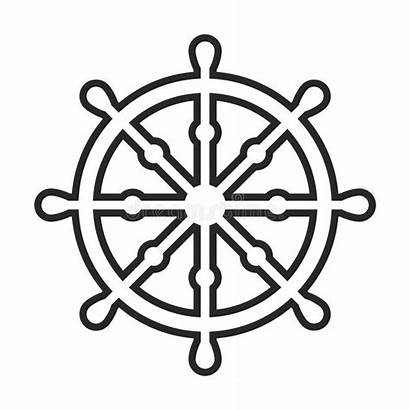 Dharma Buddhism Wheel Icon Religion Chakra Symbol