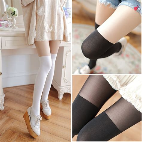 Autumn Japanese Woman High Tube Stockings Wholesale Fake Stitching