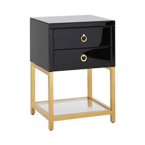 Townhouse 2 Drawer Tempered Glass Bedside Table Console Table Homesdirect365